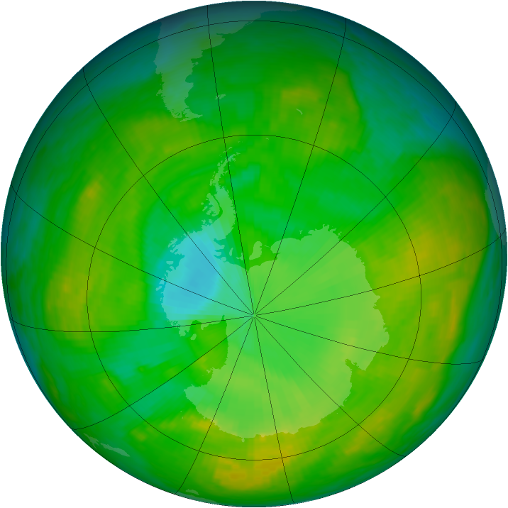 Antarctic ozone map for 05 January 1980